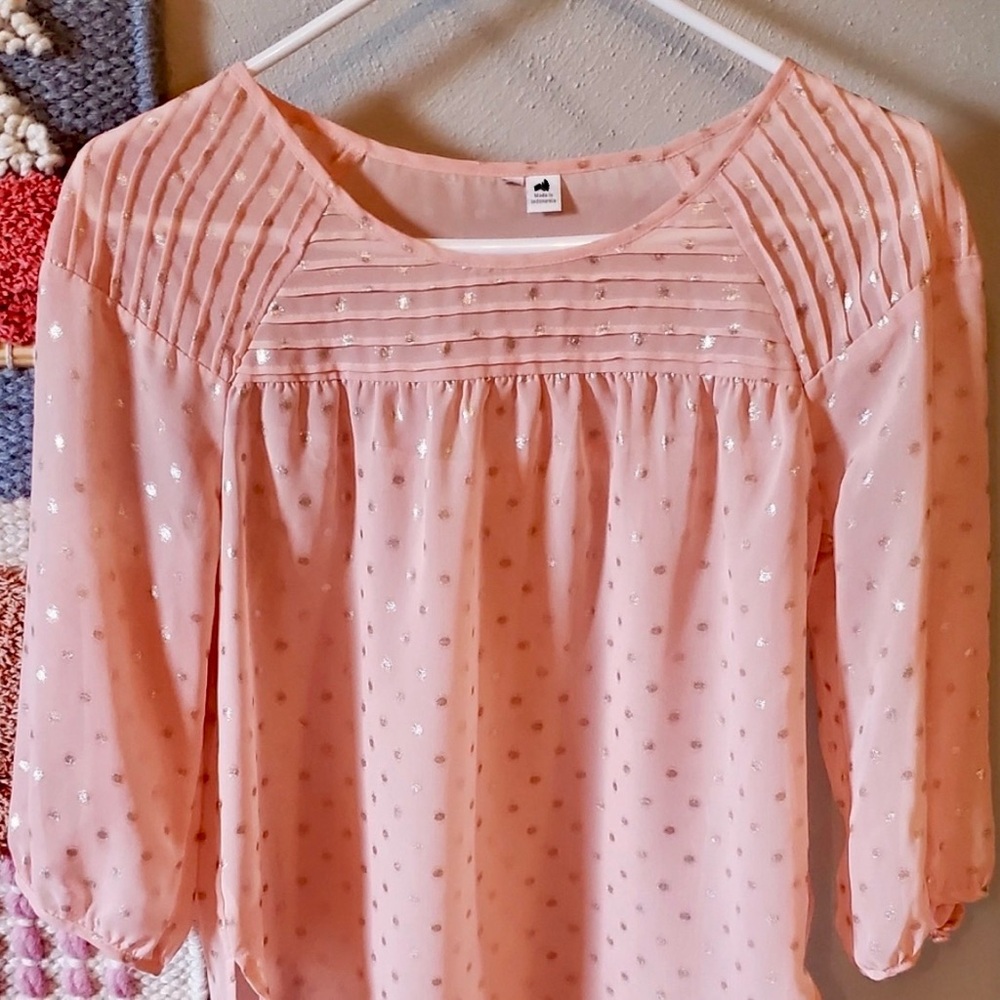 LC Lauren Conrad Light Pink Sheer Blouse